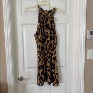 SHEIN Leopard-Print Halter Dress in Tan, Black and Brown